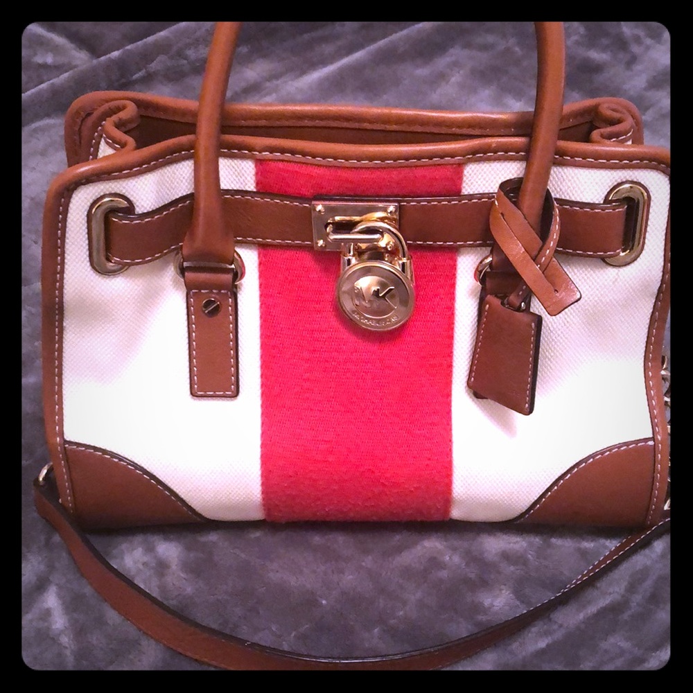 Michael Kors Mono Striped Hamilton Purse